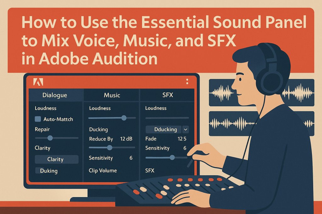 🎧 How to Use the Essential Sound Panel to Mix Voice, Music, and SFX in Adobe&nbsp;Audition